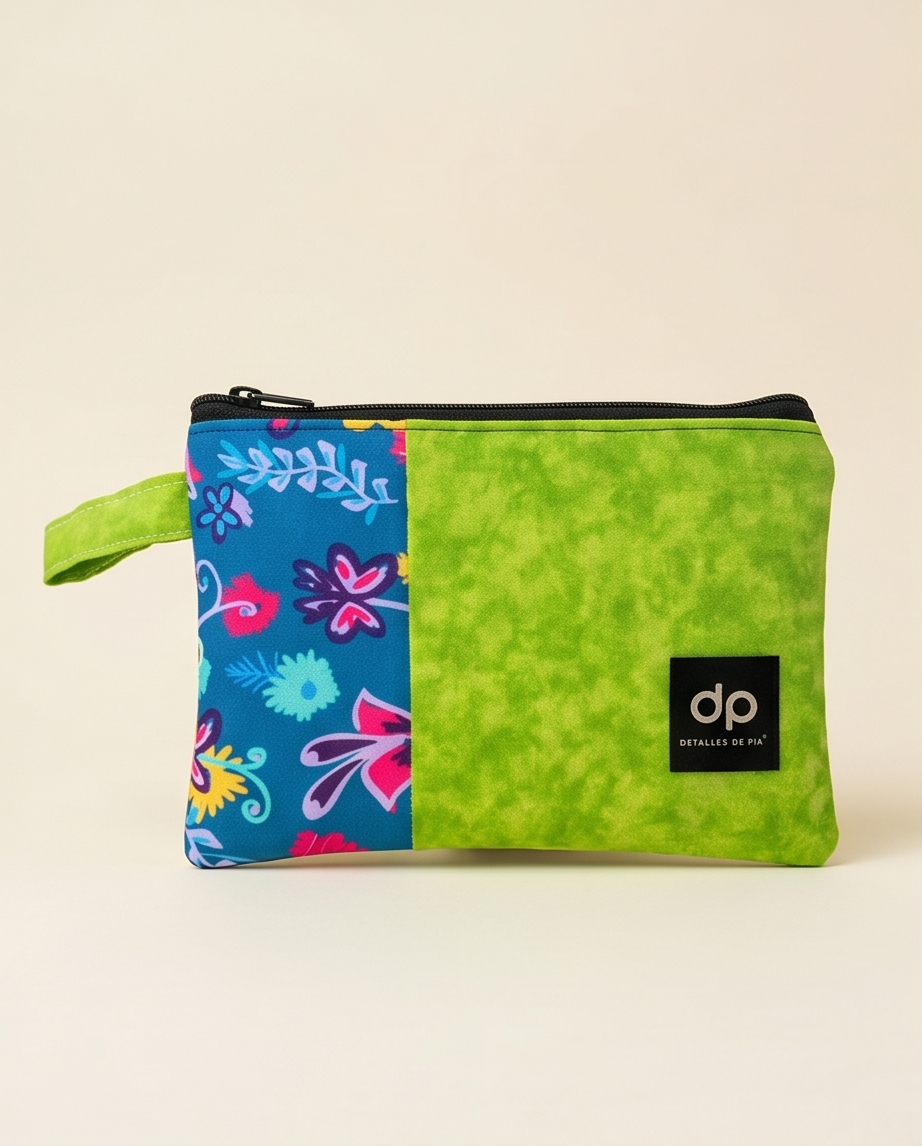 Estuche unisex mezclilla y algodón.