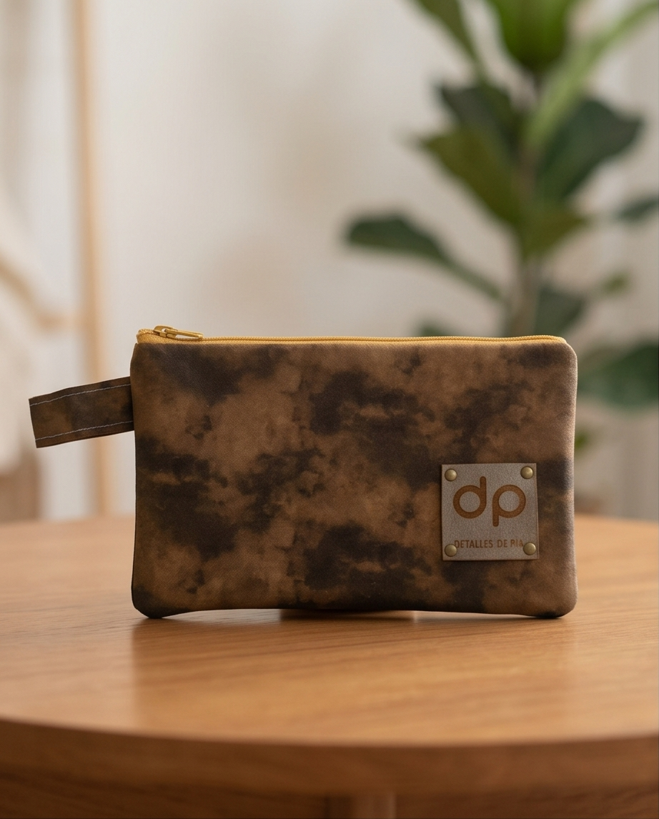 Estuche unisex mezclilla y algodón.